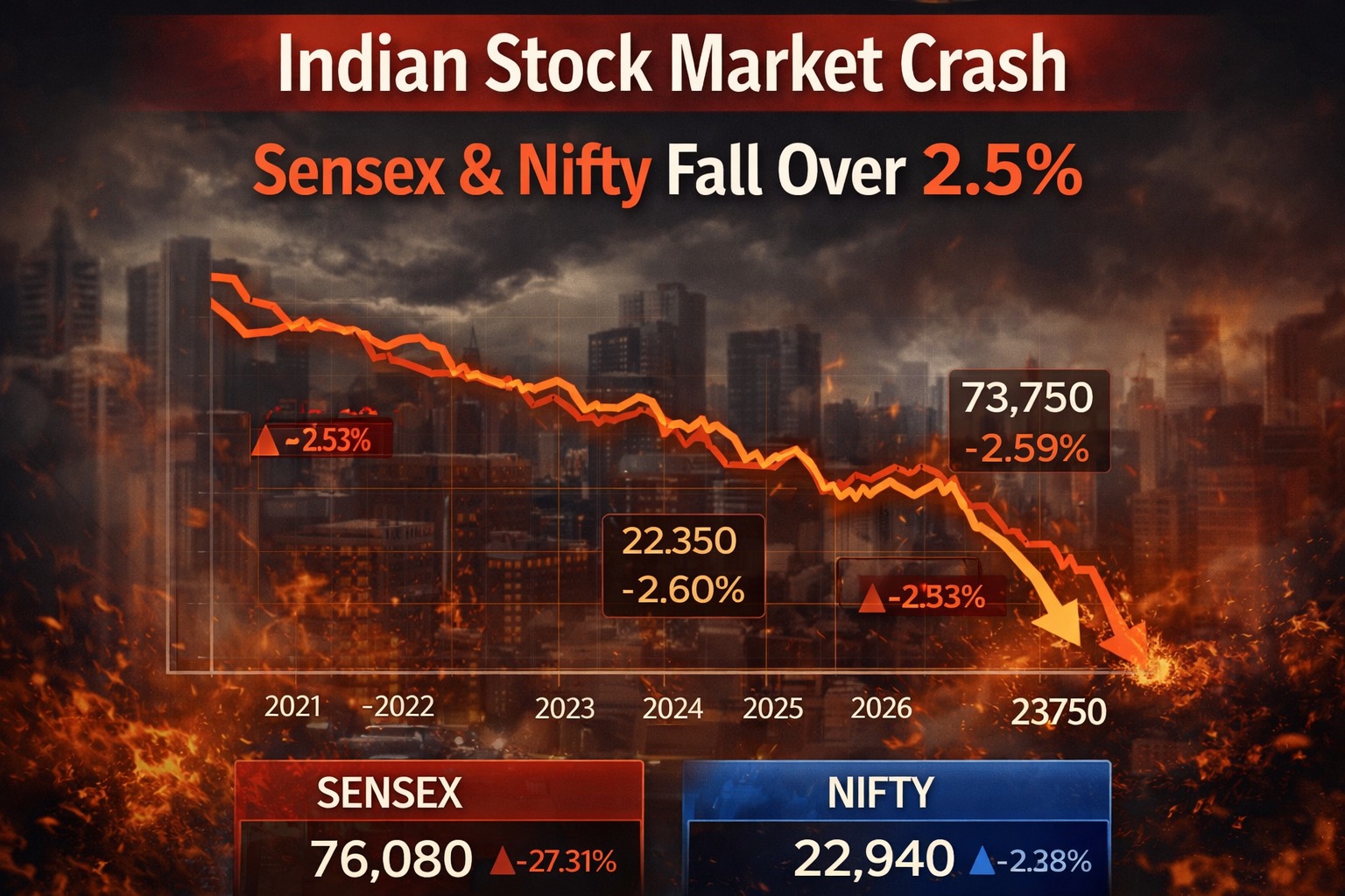 Indian stock market crash with Sensex Nifty falling over 2.5 percent chart